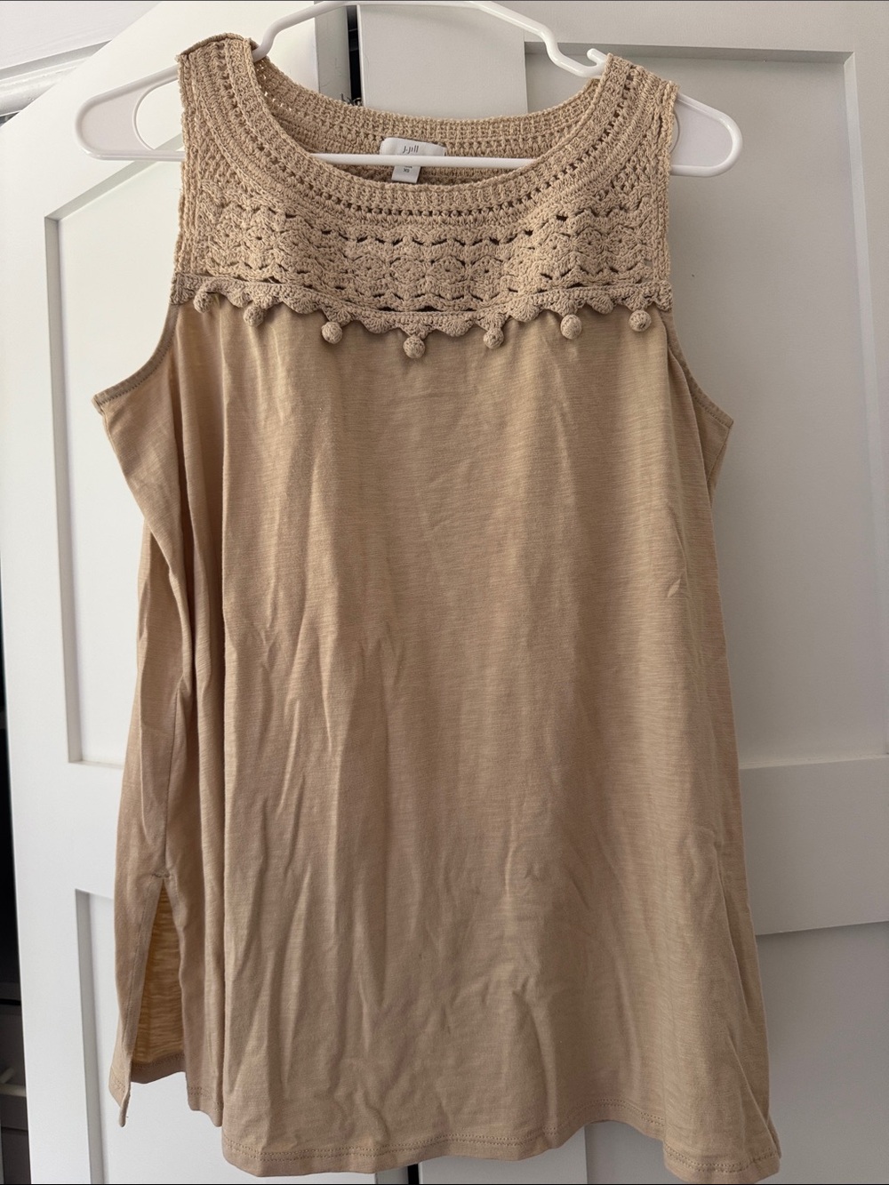 J. Jill Cream Crochet Yoke Tank Top